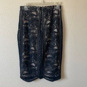 Black lace pencil skirt